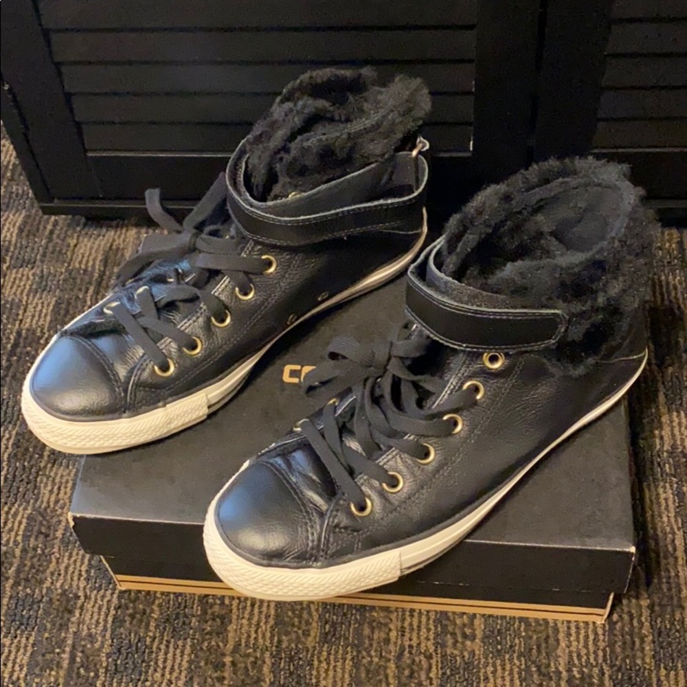 Converse fur lined high top sneakers